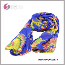 2015 Hot Petal Prints 100% poliéster Fashion Silk Scarf (SNQNG2007)